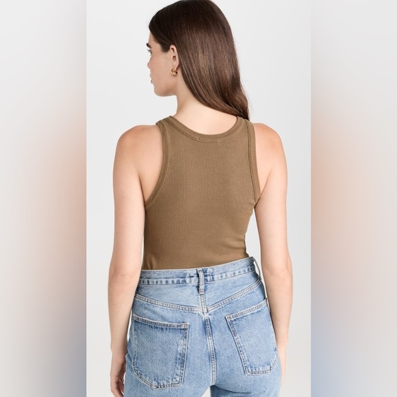 Agolde Bailey Ribbed Tank Top in Mouse Brown - Picture 11 of 12